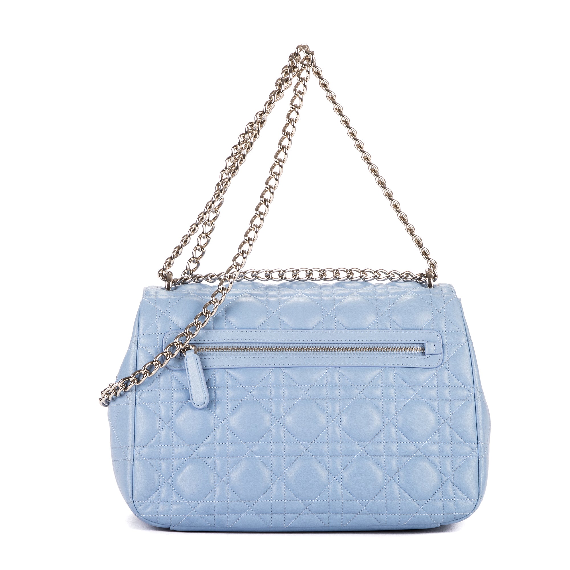 Bandolera Miss Dior Wallet On Chain Piel Cannage Azul Claro