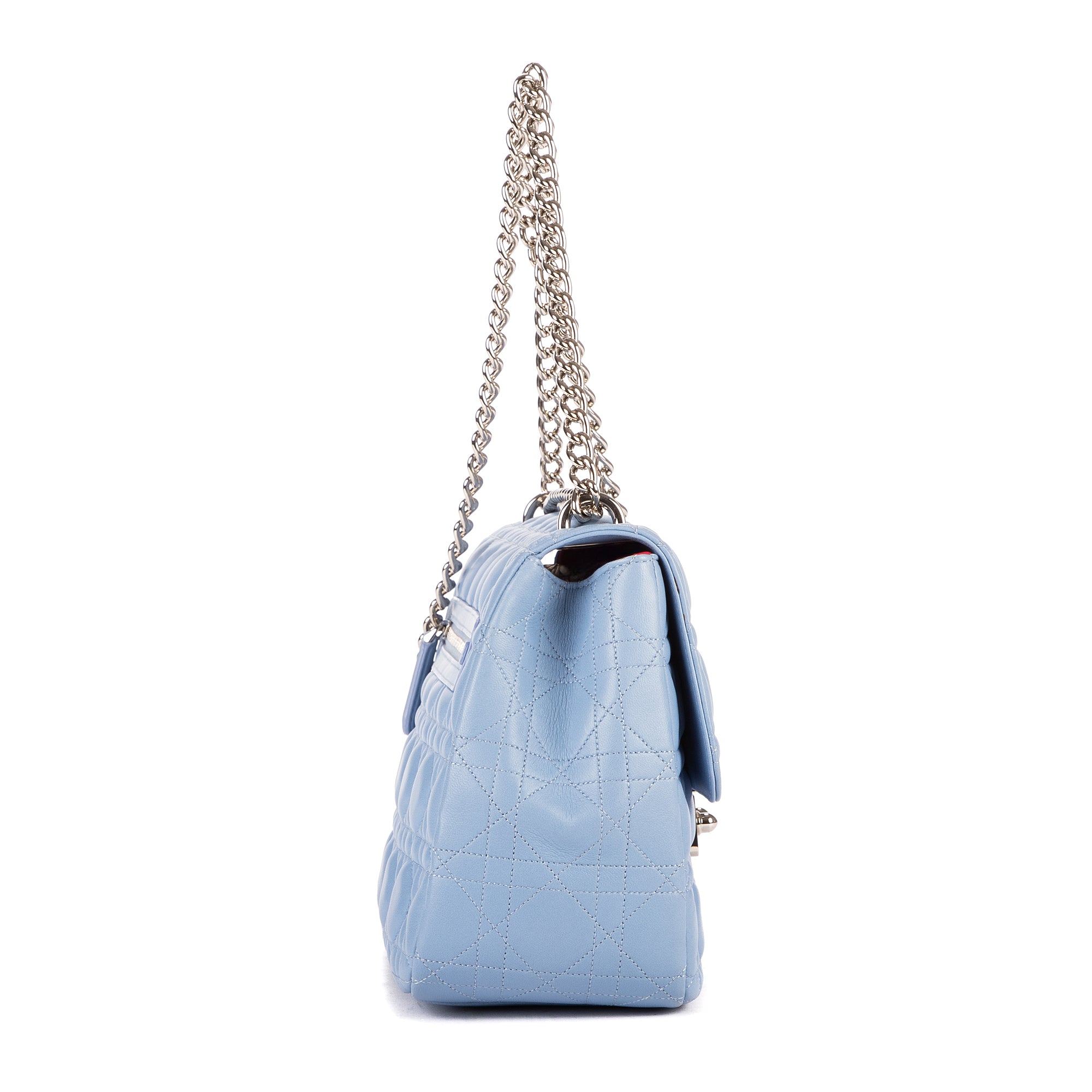 Bandolera Miss Dior Wallet On Chain Piel Cannage Azul Claro