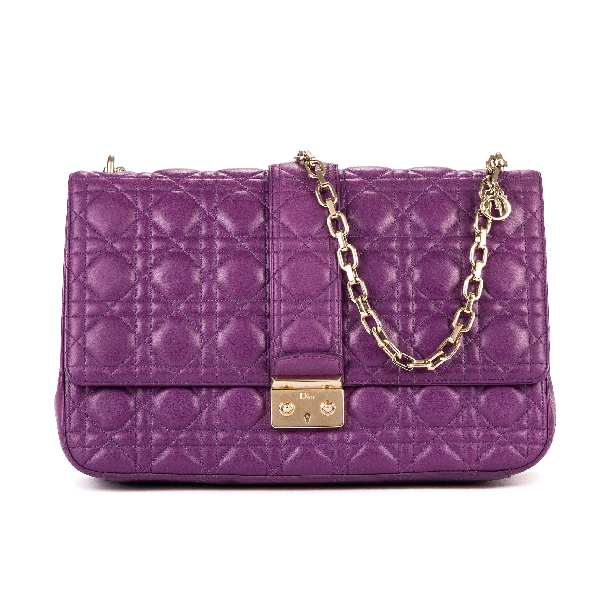 Bolso de Hombro Miss Dior Púrpura Piel Cannage