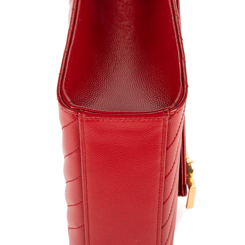 Sac porté épaule Portefeuille enveloppe sur chaîne Cuir Grain Poudre chevron orange
