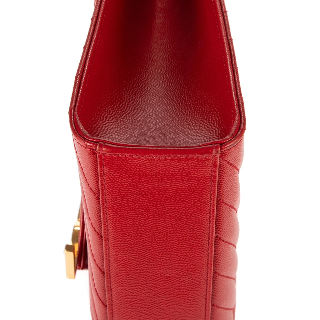 Sac porté épaule Portefeuille enveloppe sur chaîne Cuir Grain Poudre chevron orange