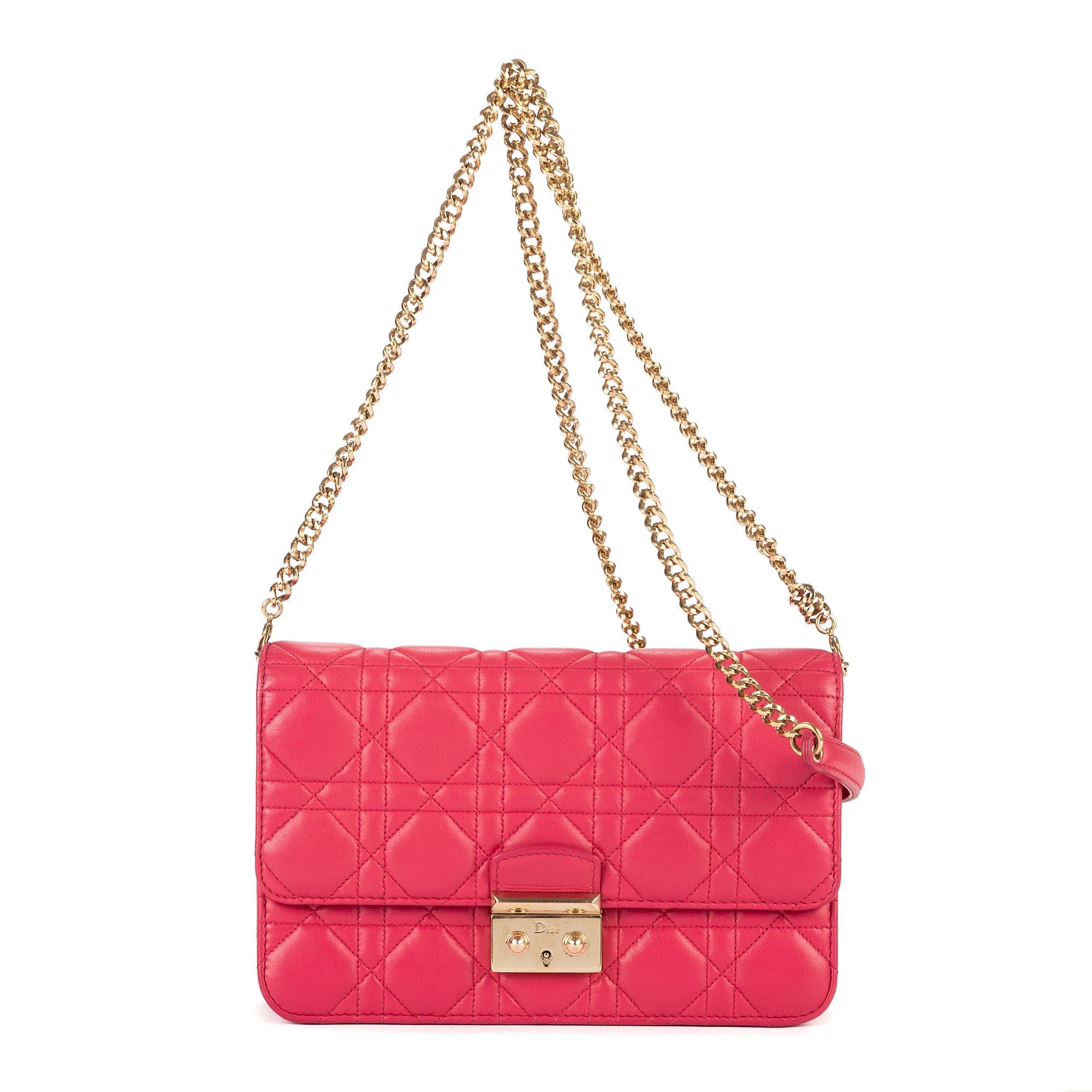 Bolso de hombro Miss Dior Wallet On Chain Piel rosa Cannage