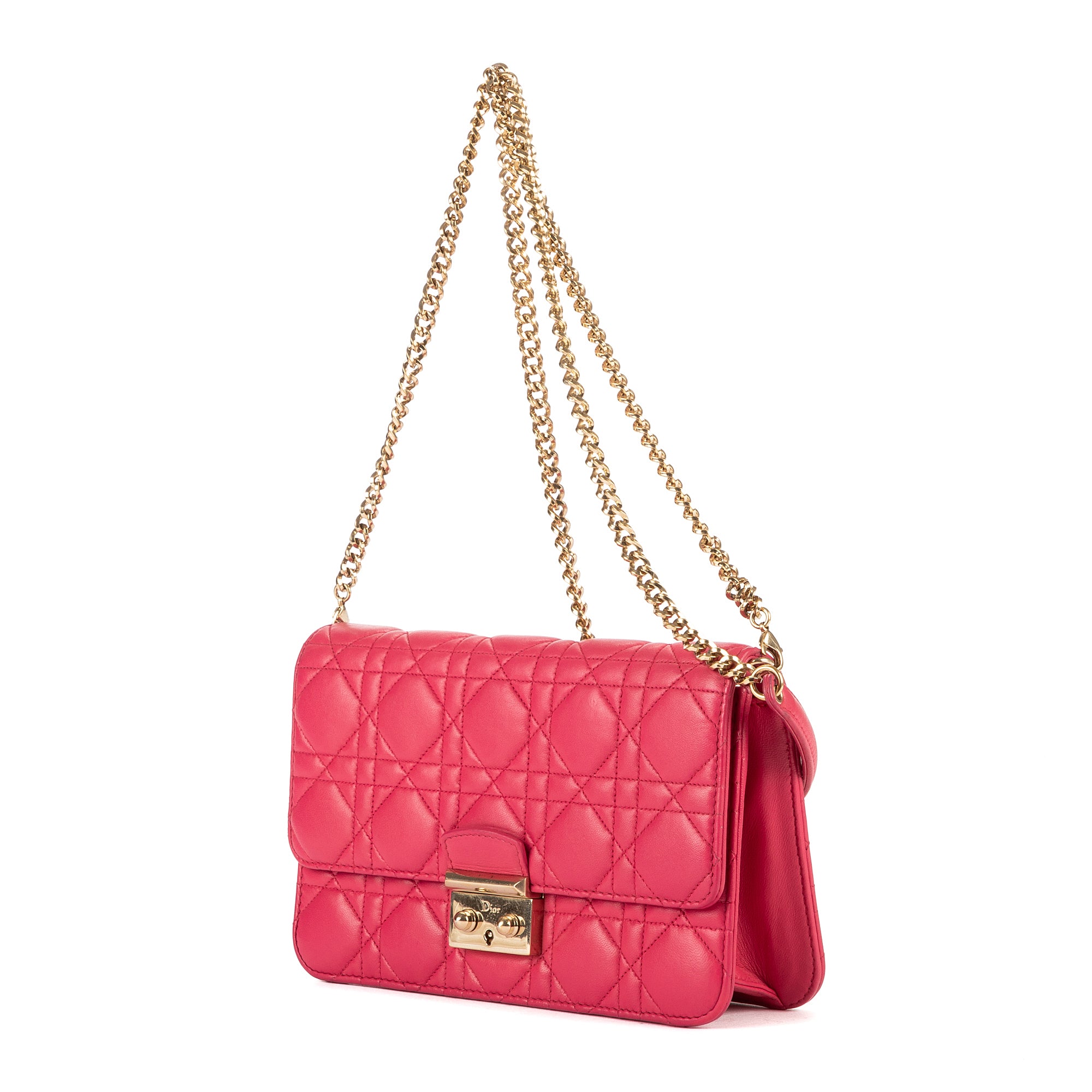 Bolso de hombro Miss Dior Wallet On Chain Piel rosa Cannage