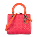 Bolso de hombro Lady Dior Zip mediano de piel rosa Cannage