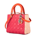Bolso de hombro Lady Dior Zip mediano de piel rosa Cannage
