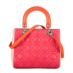 Bolso de hombro Lady Dior Zip mediano de piel rosa Cannage