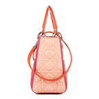 Bolso de hombro Lady Dior Zip mediano de piel rosa Cannage