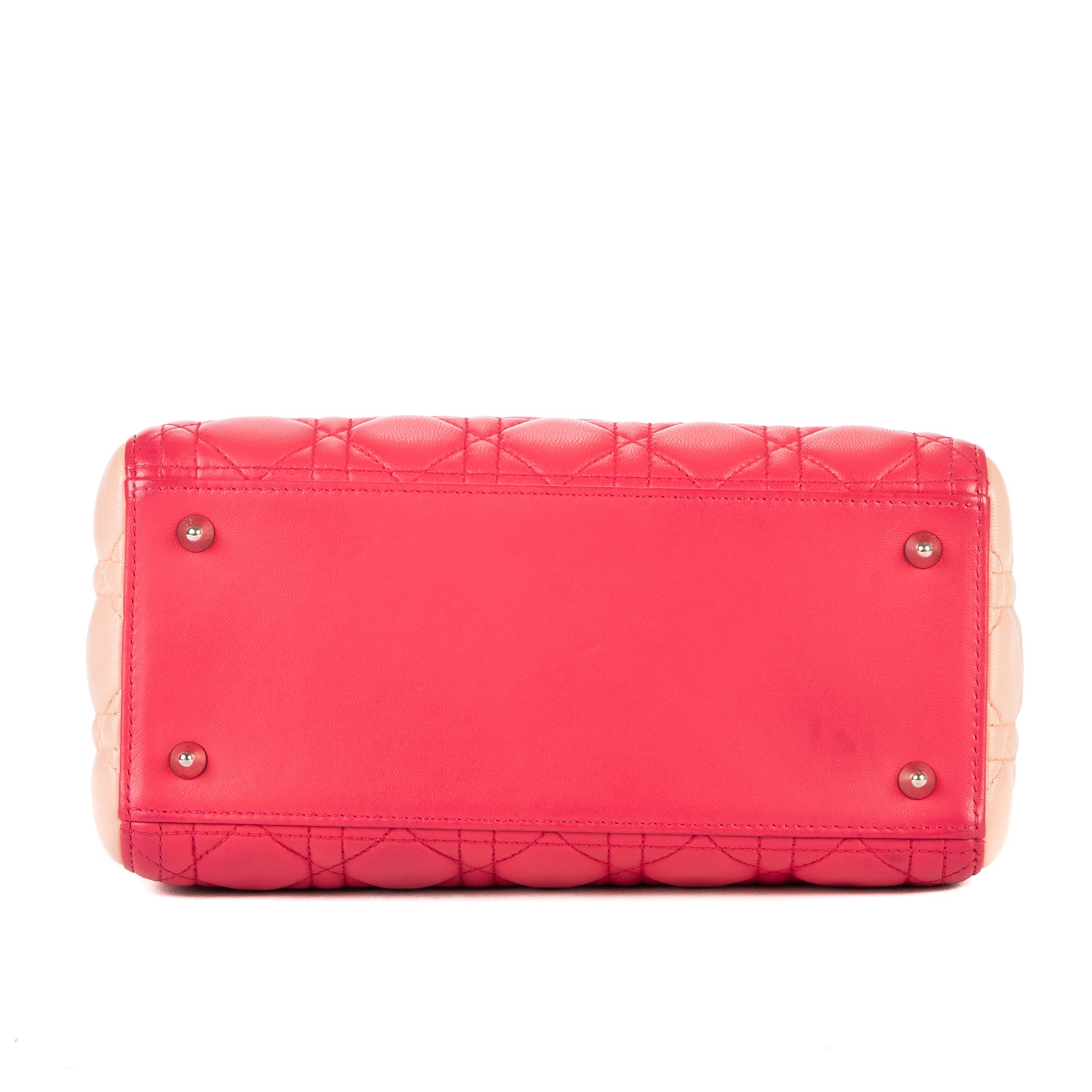 Bolso de hombro Lady Dior Zip mediano de piel rosa Cannage