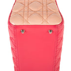 Bolso de hombro Lady Dior Zip mediano de piel rosa Cannage