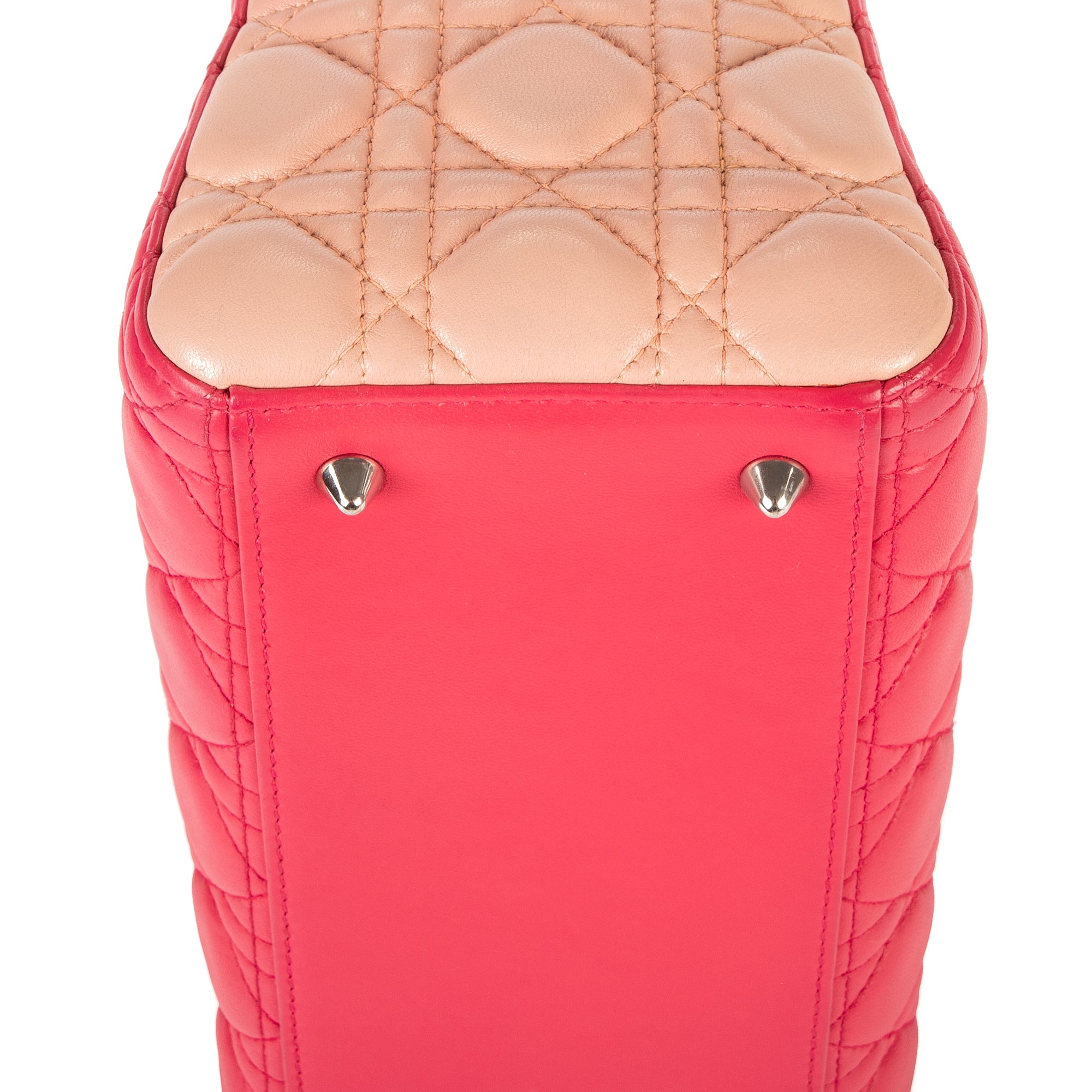 Bolso de hombro Lady Dior Zip mediano de piel rosa Cannage