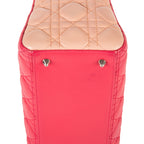 Bolso de hombro Lady Dior Zip mediano de piel rosa Cannage