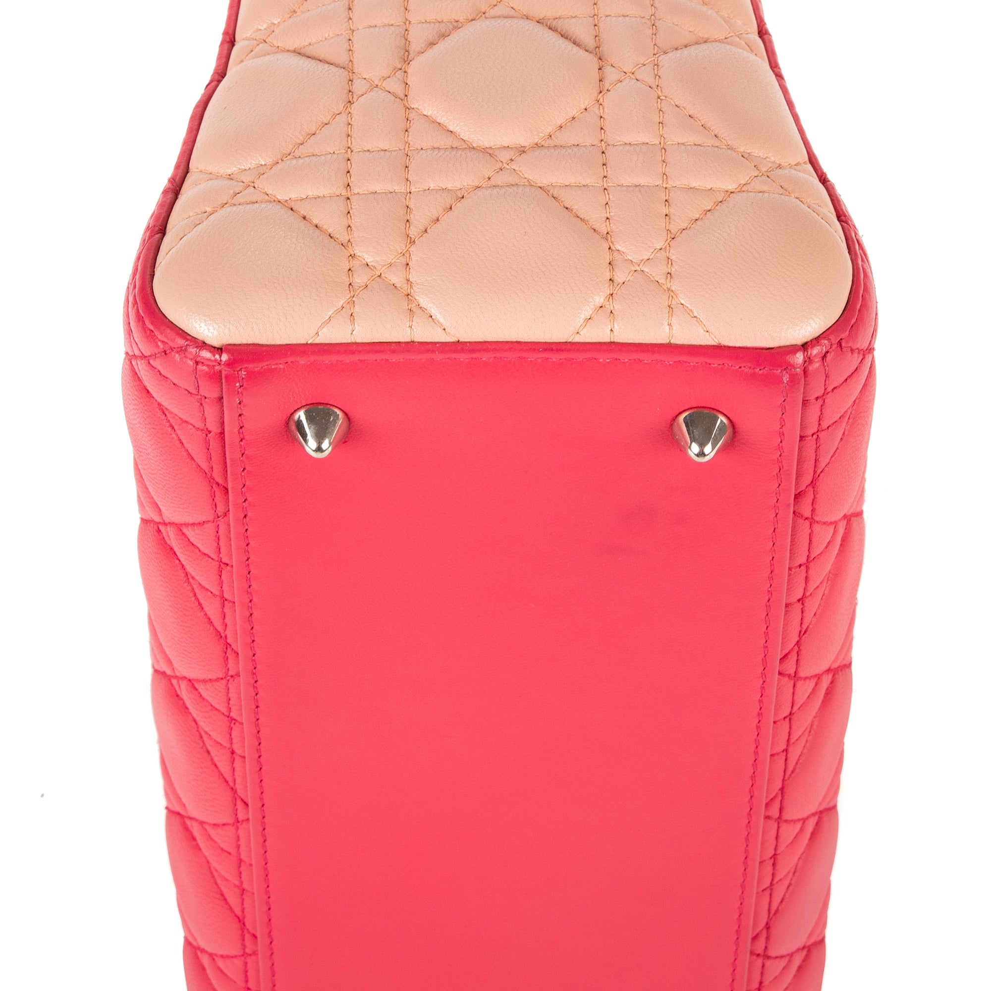Bolso de hombro Lady Dior Zip mediano de piel rosa Cannage