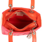 Bolso de hombro Lady Dior Zip mediano de piel rosa Cannage