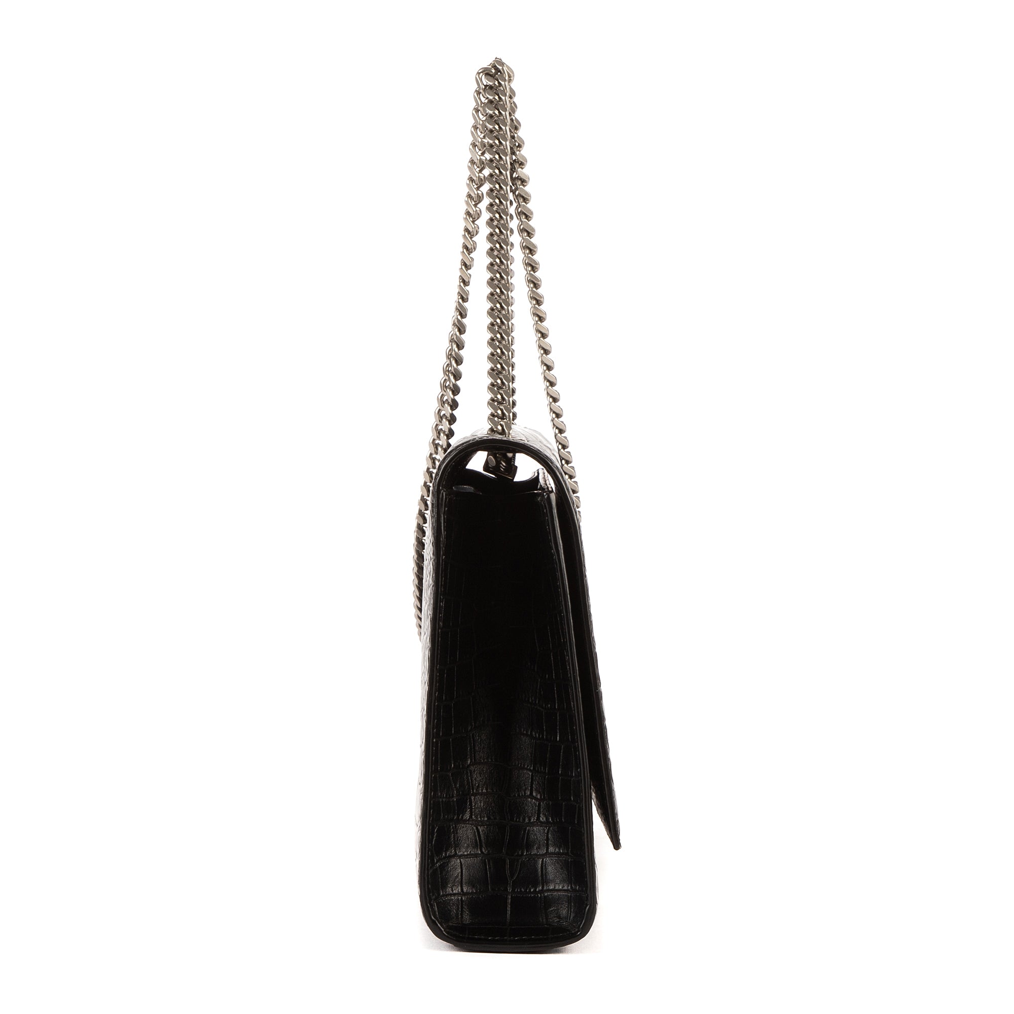 Shoulder Bag Kate Large Black Crocodile Embossed Leather