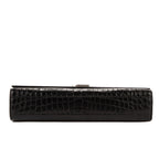 Bolso Bandolera Grande Kate Piel Negra Grabada Cocodrilo