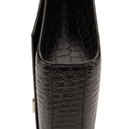Bolso Bandolera Grande Kate Piel Negra Grabada Cocodrilo