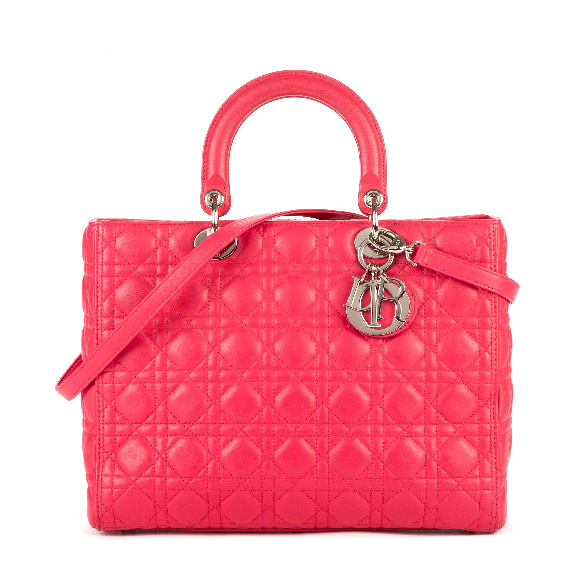 Shoulder Bag Lady Dior Large Pink Cannage Leather