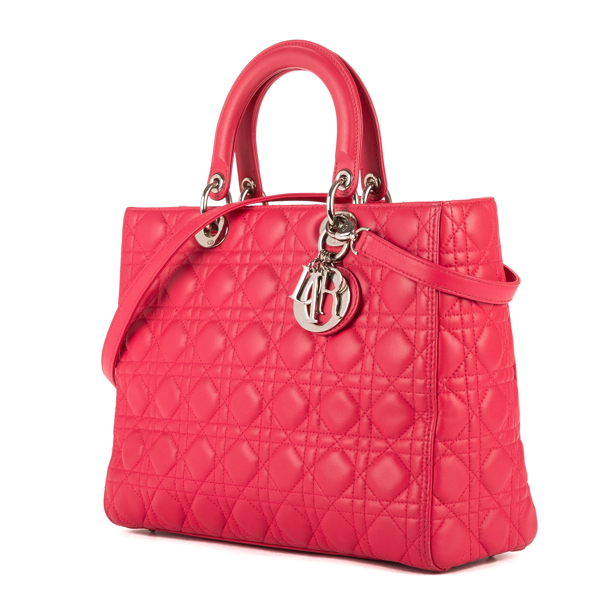 Shoulder Bag Lady Dior Large Pink Cannage Leather