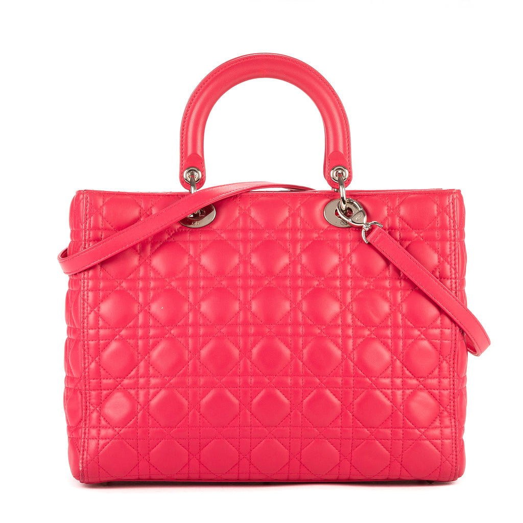 Shoulder Bag Lady Dior Large Pink Cannage Leather