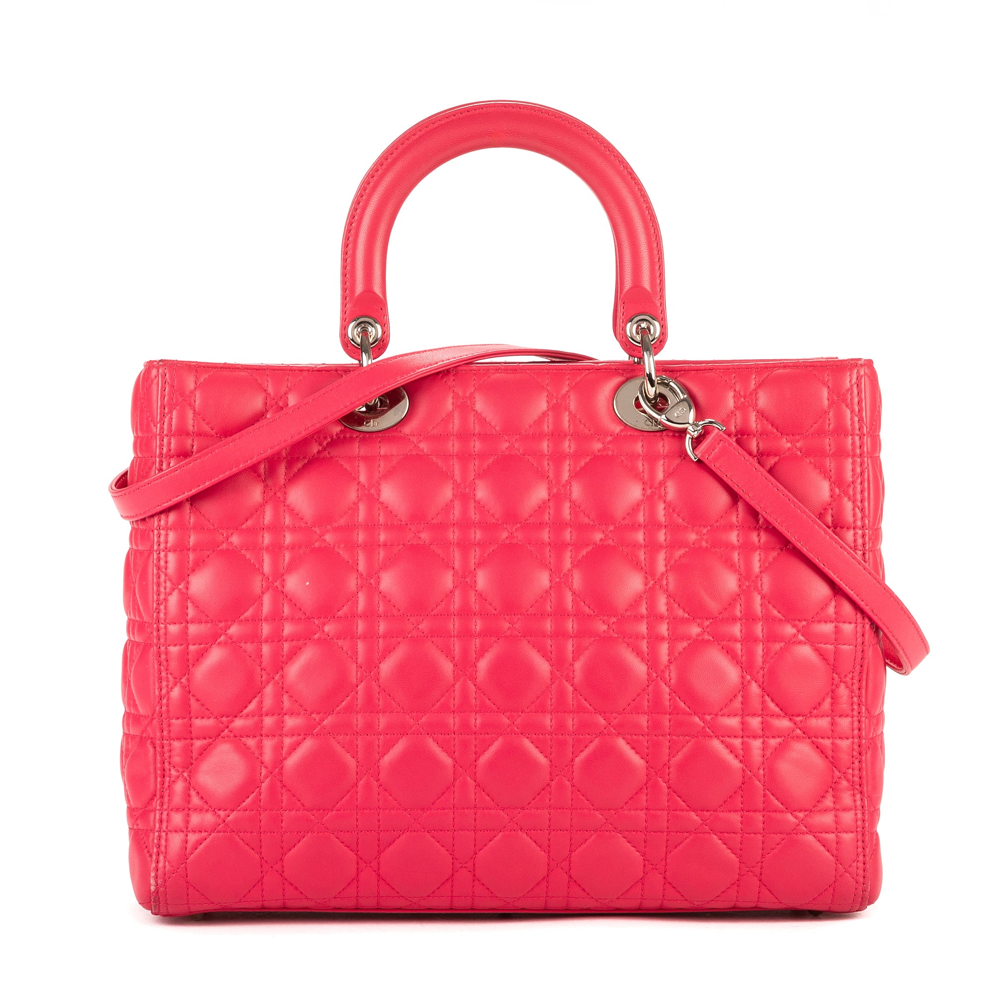 Shoulder Bag Lady Dior Large Pink Cannage Leather