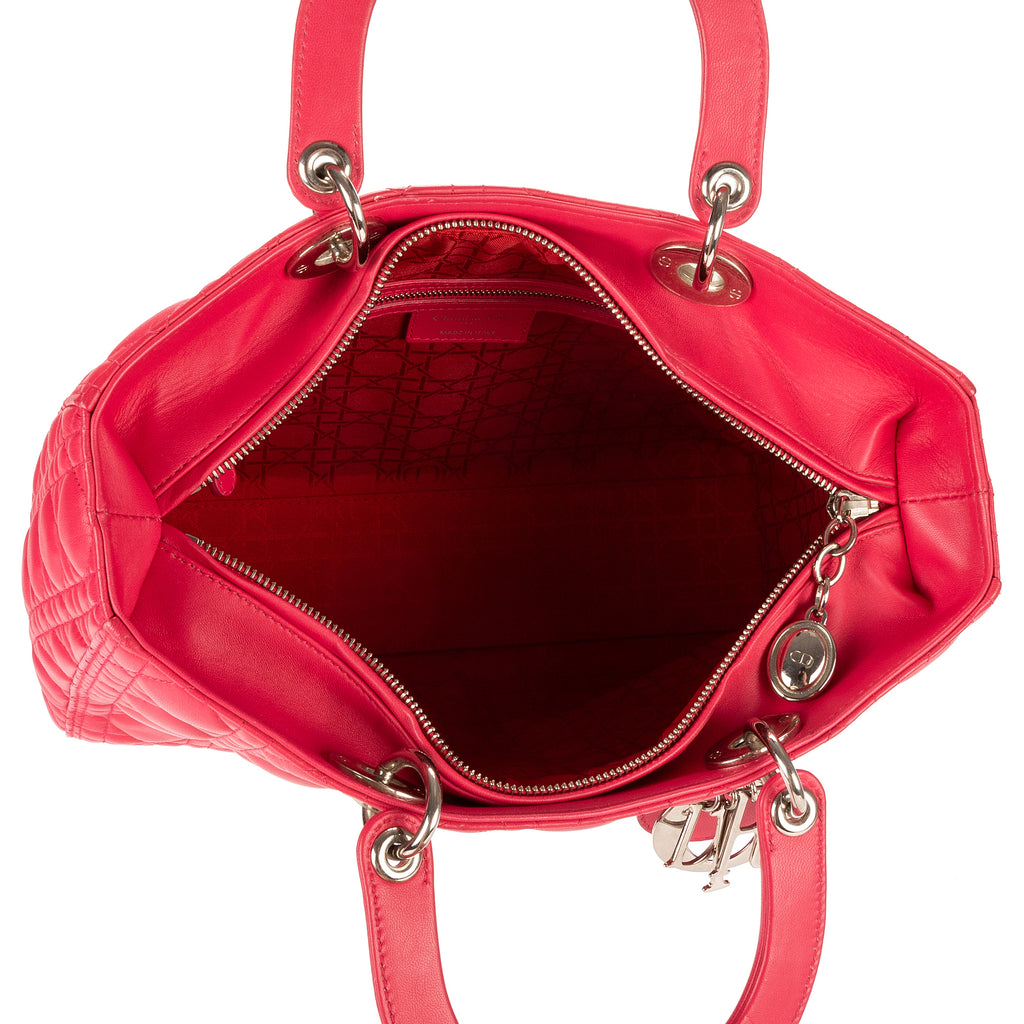 Shoulder Bag Lady Dior Large Pink Cannage Leather