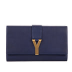 Handbag Classic Y Line Clutch Navy Smooth Leather