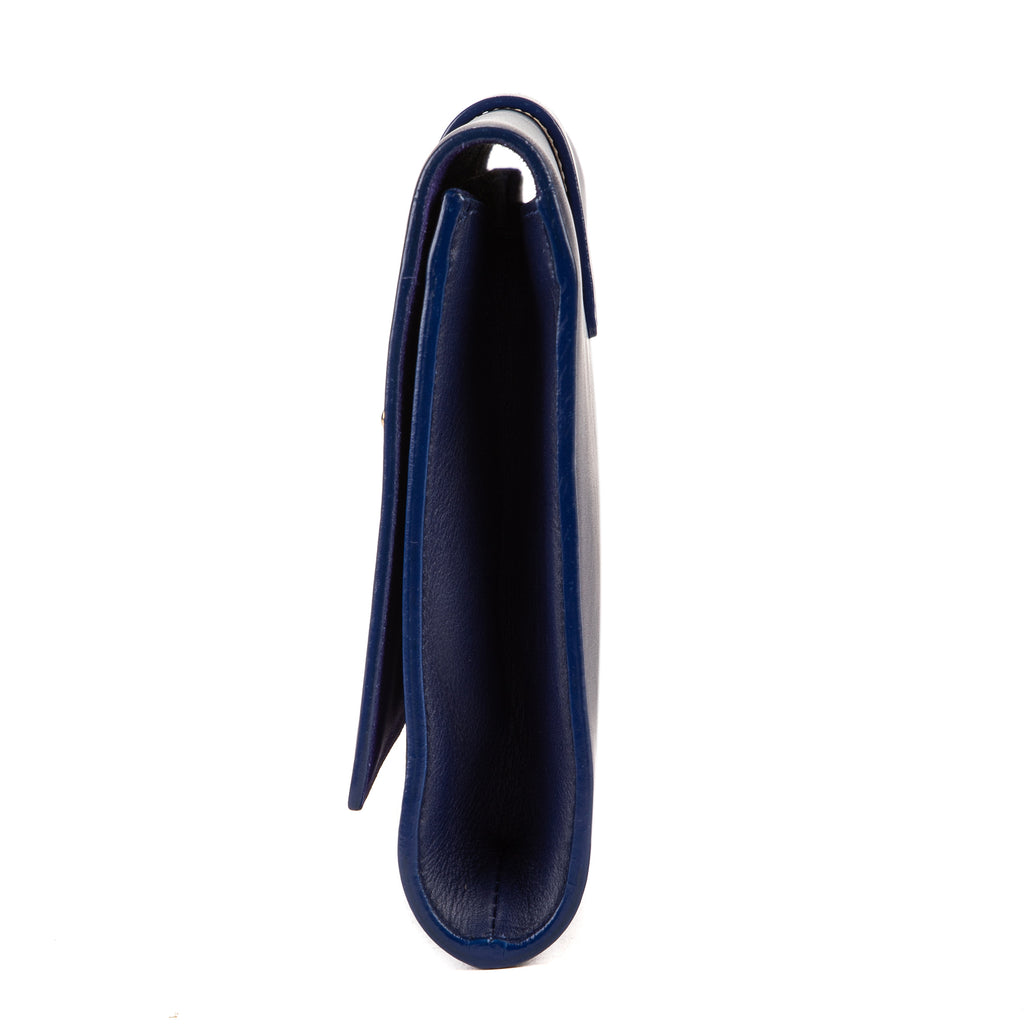 Handbag Classic Y Line Clutch Navy Smooth Leather