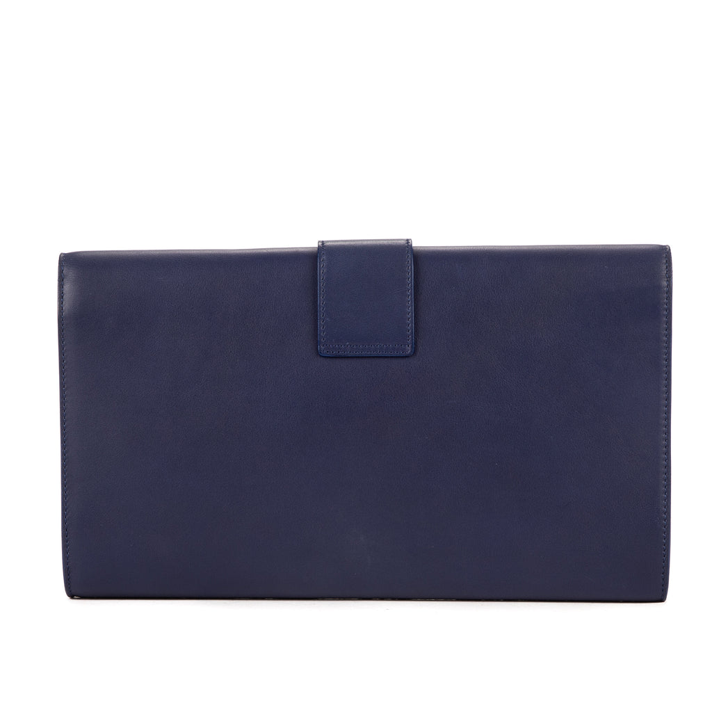 Handbag Classic Y Line Clutch Navy Smooth Leather