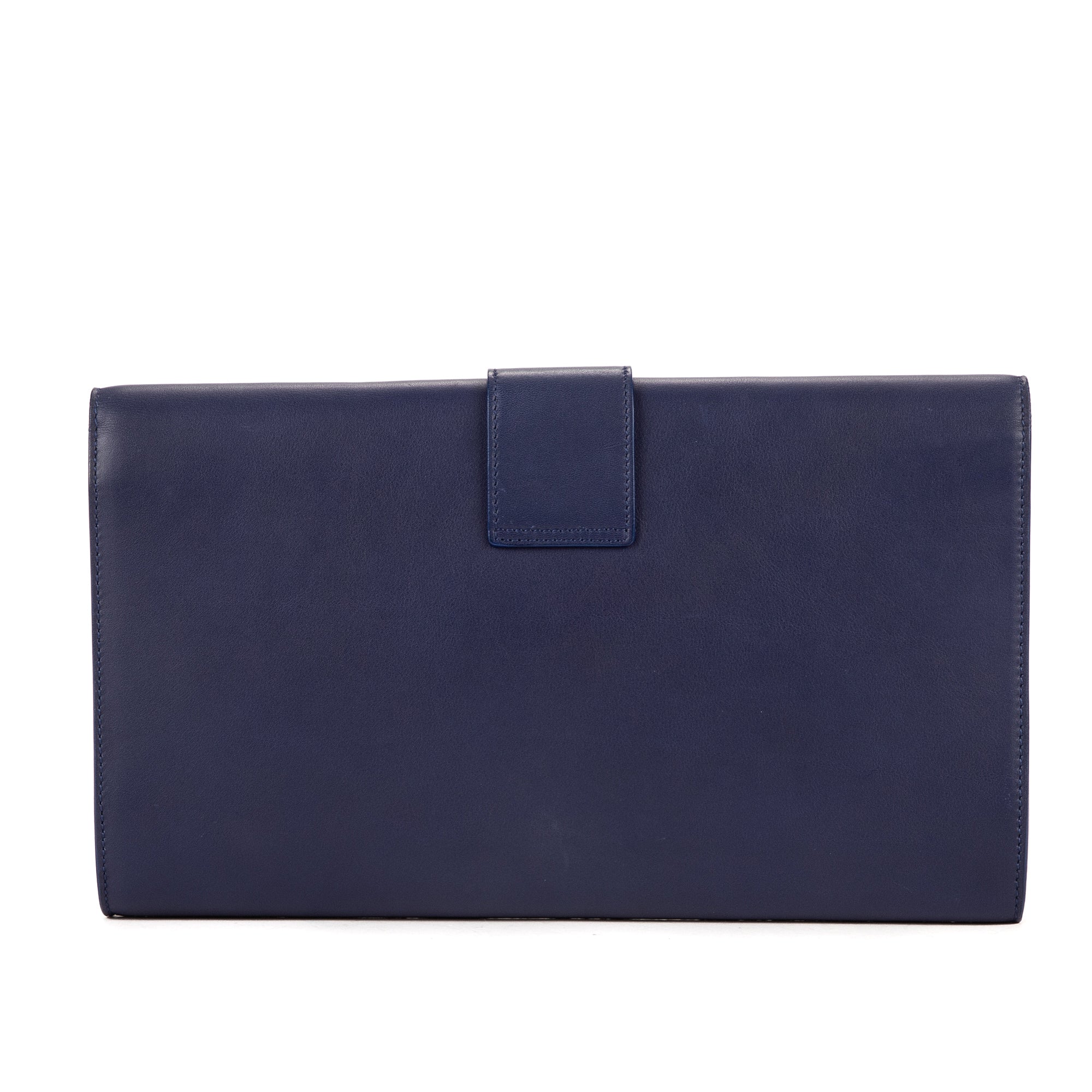 Handbag Classic Y Line Clutch Navy Smooth Leather