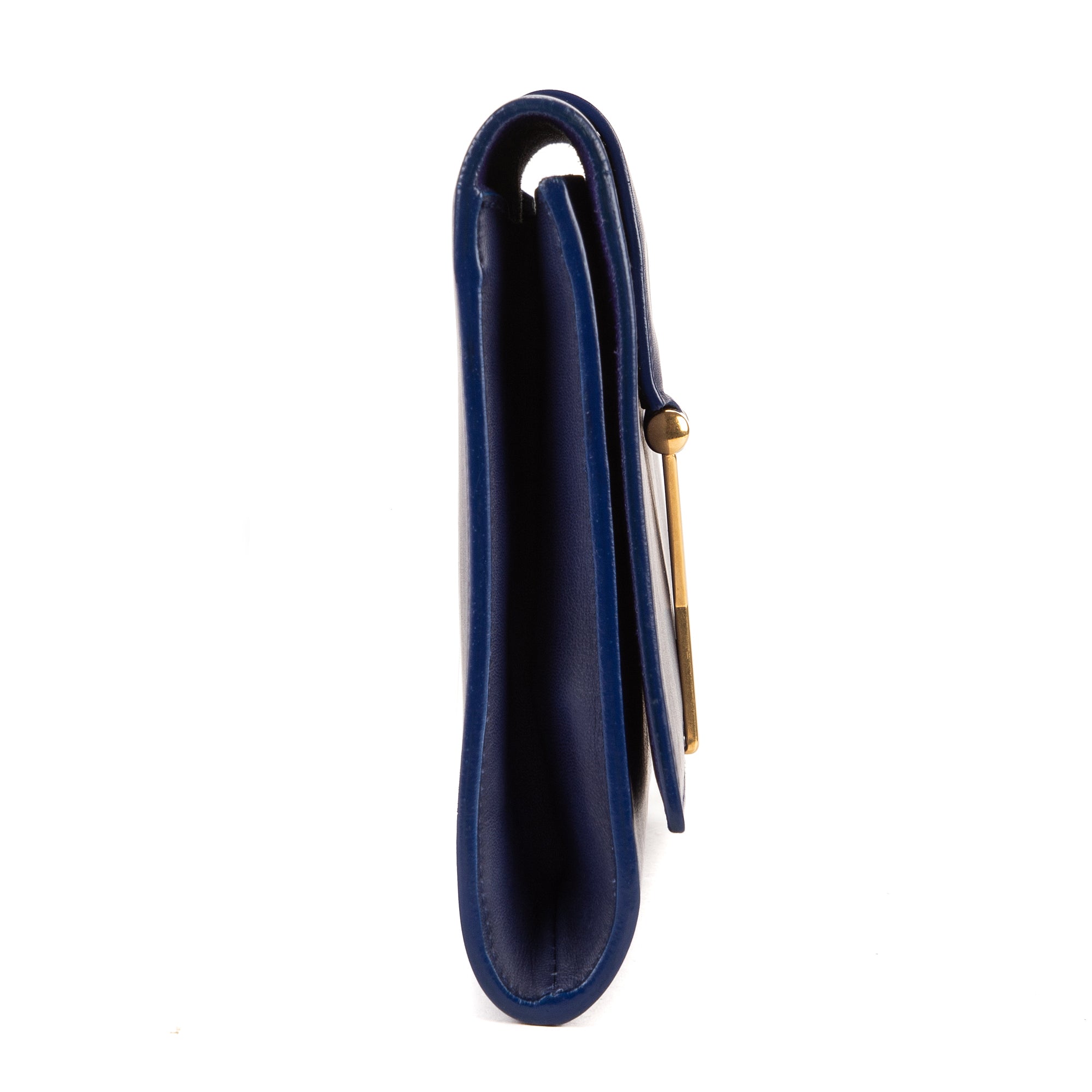 Handbag Classic Y Line Clutch Navy Smooth Leather