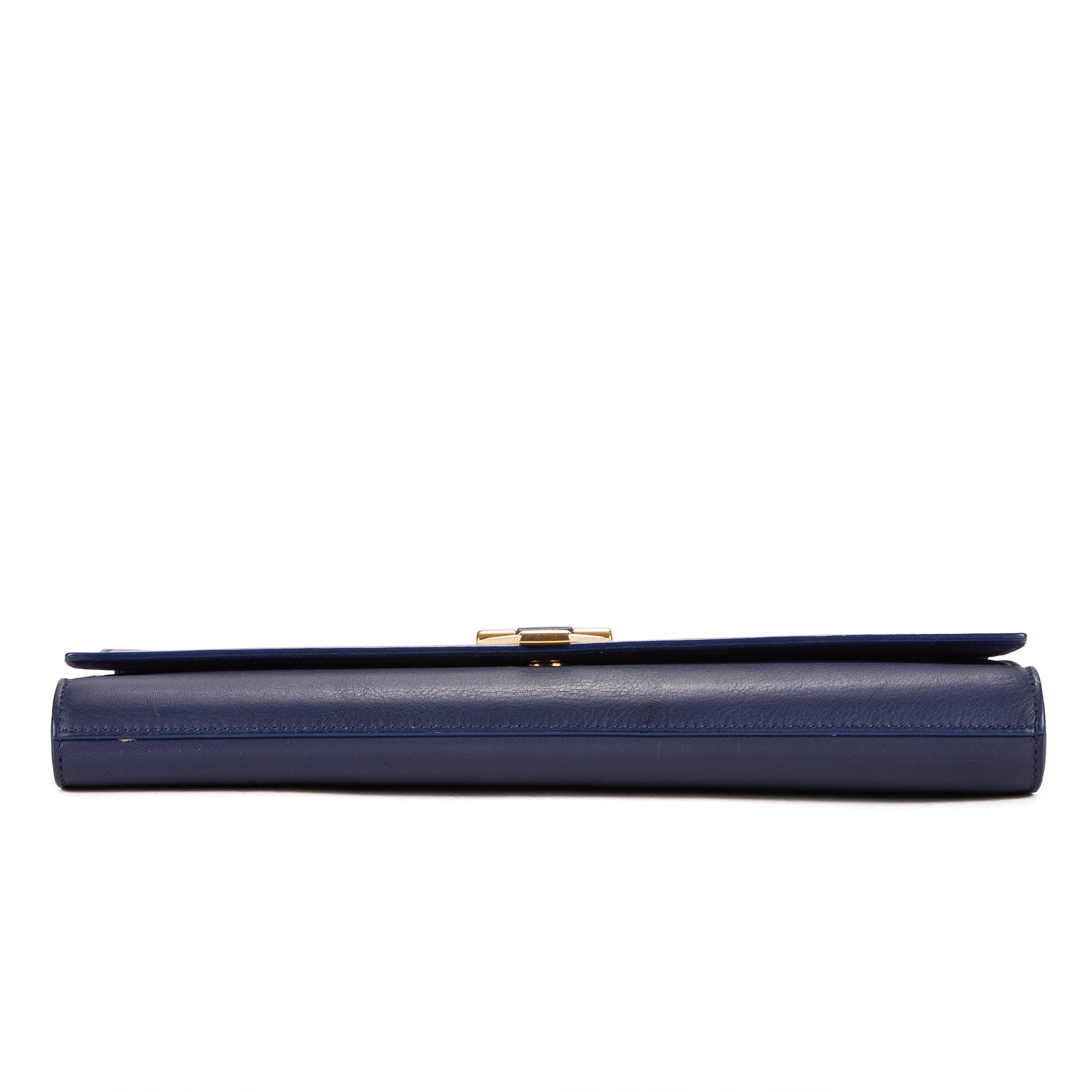 Handbag Classic Y Line Clutch Navy Smooth Leather