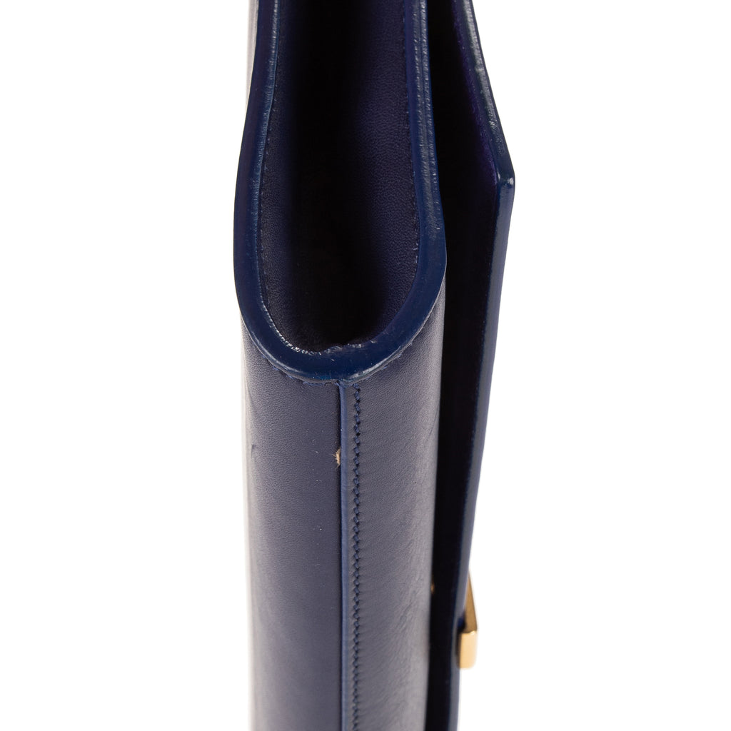 Handbag Classic Y Line Clutch Navy Smooth Leather