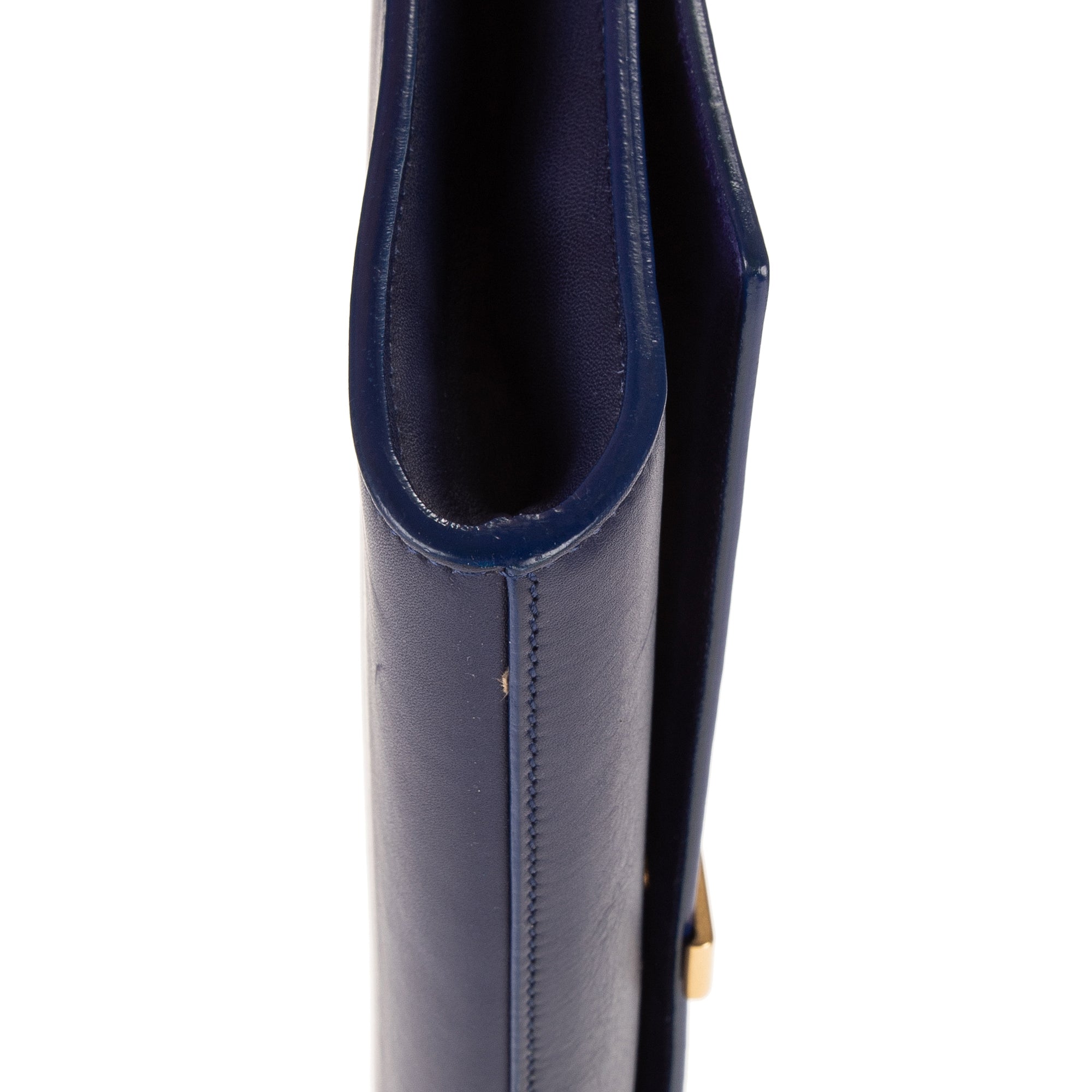 Handbag Classic Y Line Clutch Navy Smooth Leather