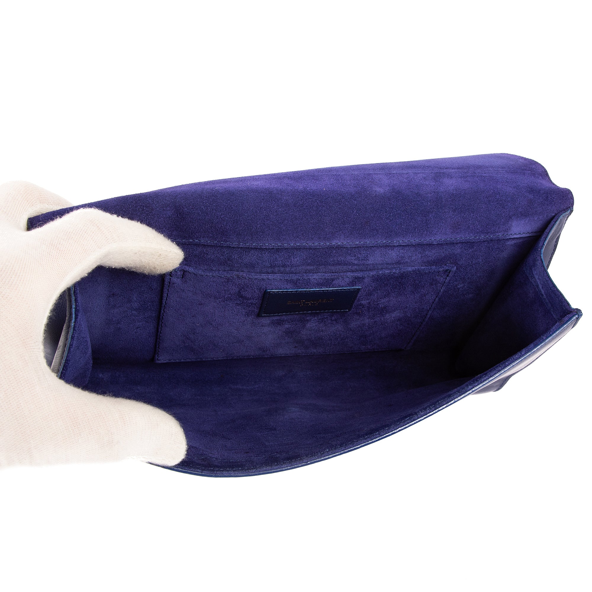 Handbag Classic Y Line Clutch Navy Smooth Leather
