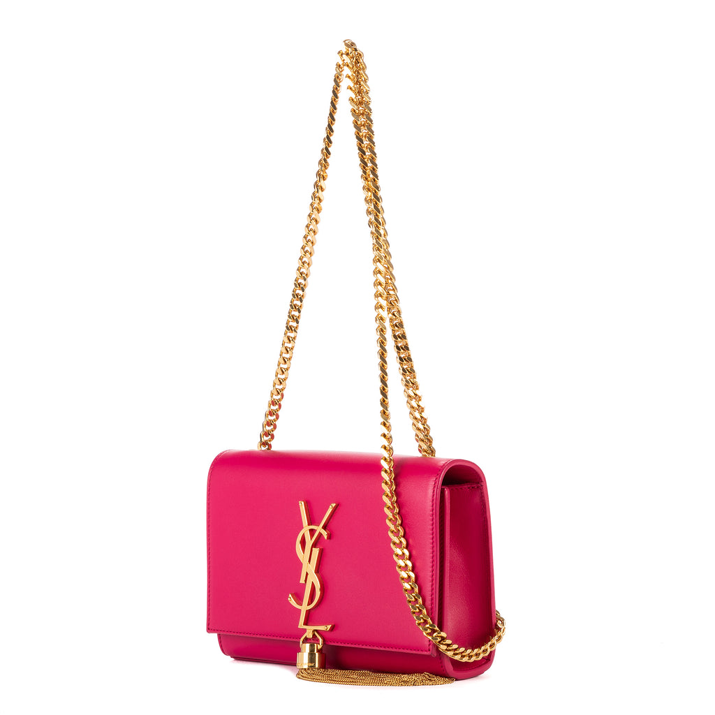 Shoulder Bag Kate Tassel Mini Pink Smooth Leather