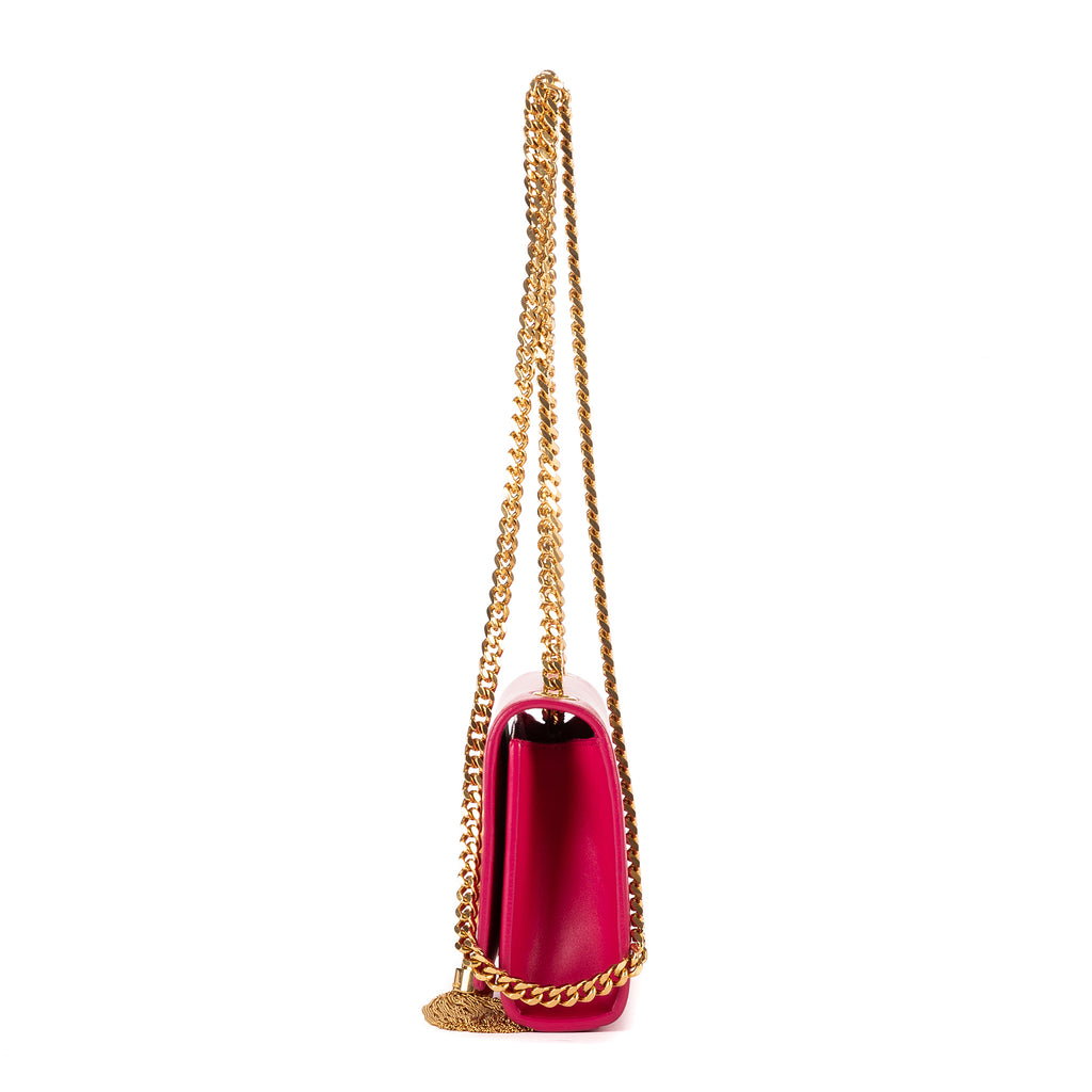 Shoulder Bag Kate Tassel Mini Pink Smooth Leather