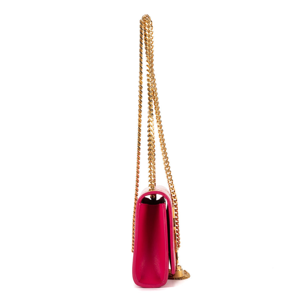 Shoulder Bag Kate Tassel Mini Pink Smooth Leather