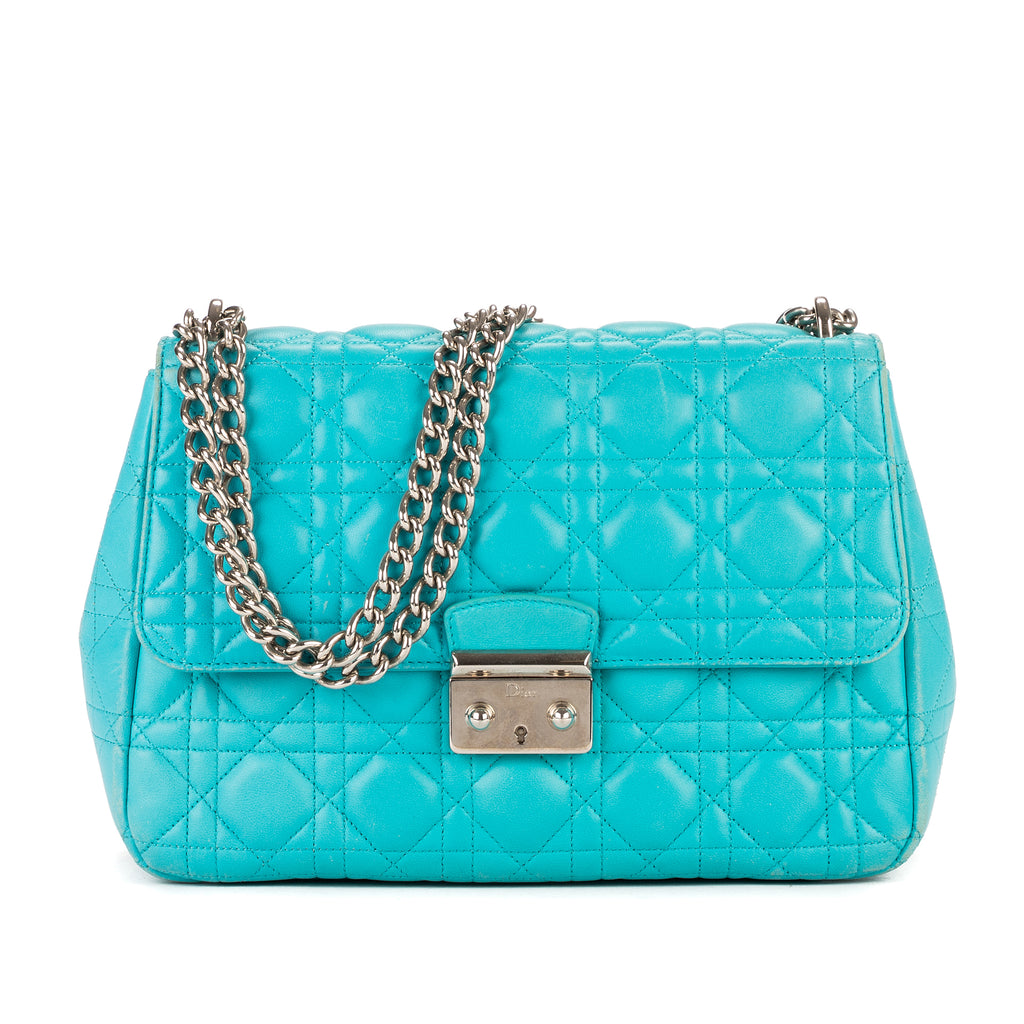 Bolso al hombro Miss Dior Promenade mediano de piel cannage azul