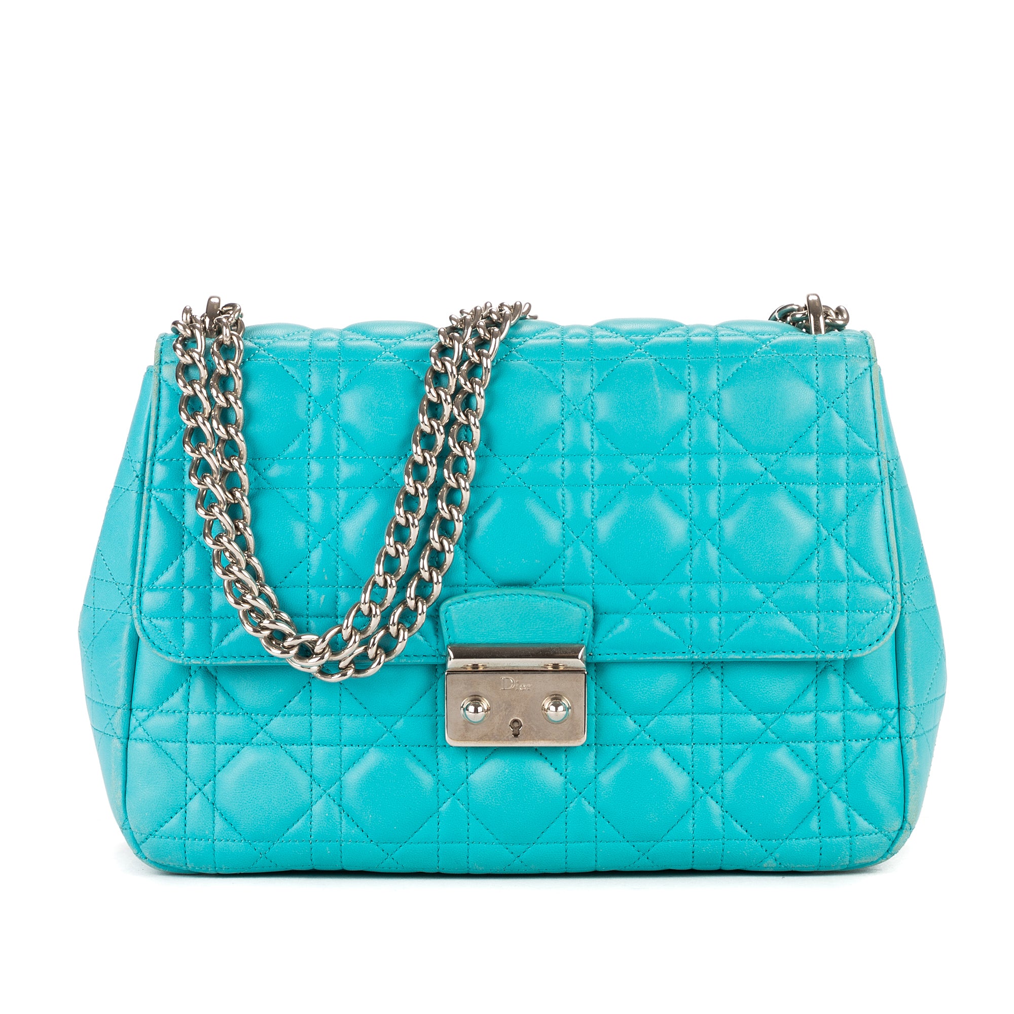 Bolso al hombro Miss Dior Promenade mediano de piel cannage azul