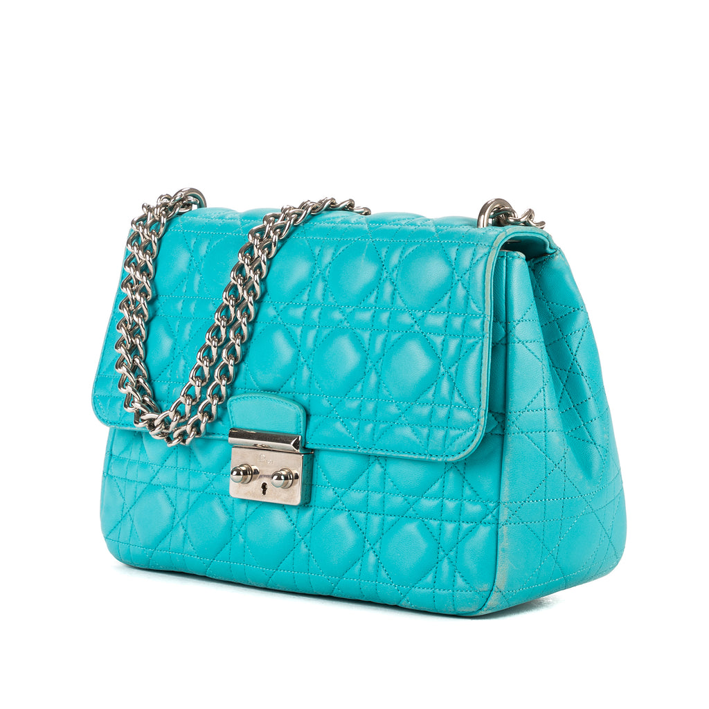 Bolso al hombro Miss Dior Promenade mediano de piel cannage azul