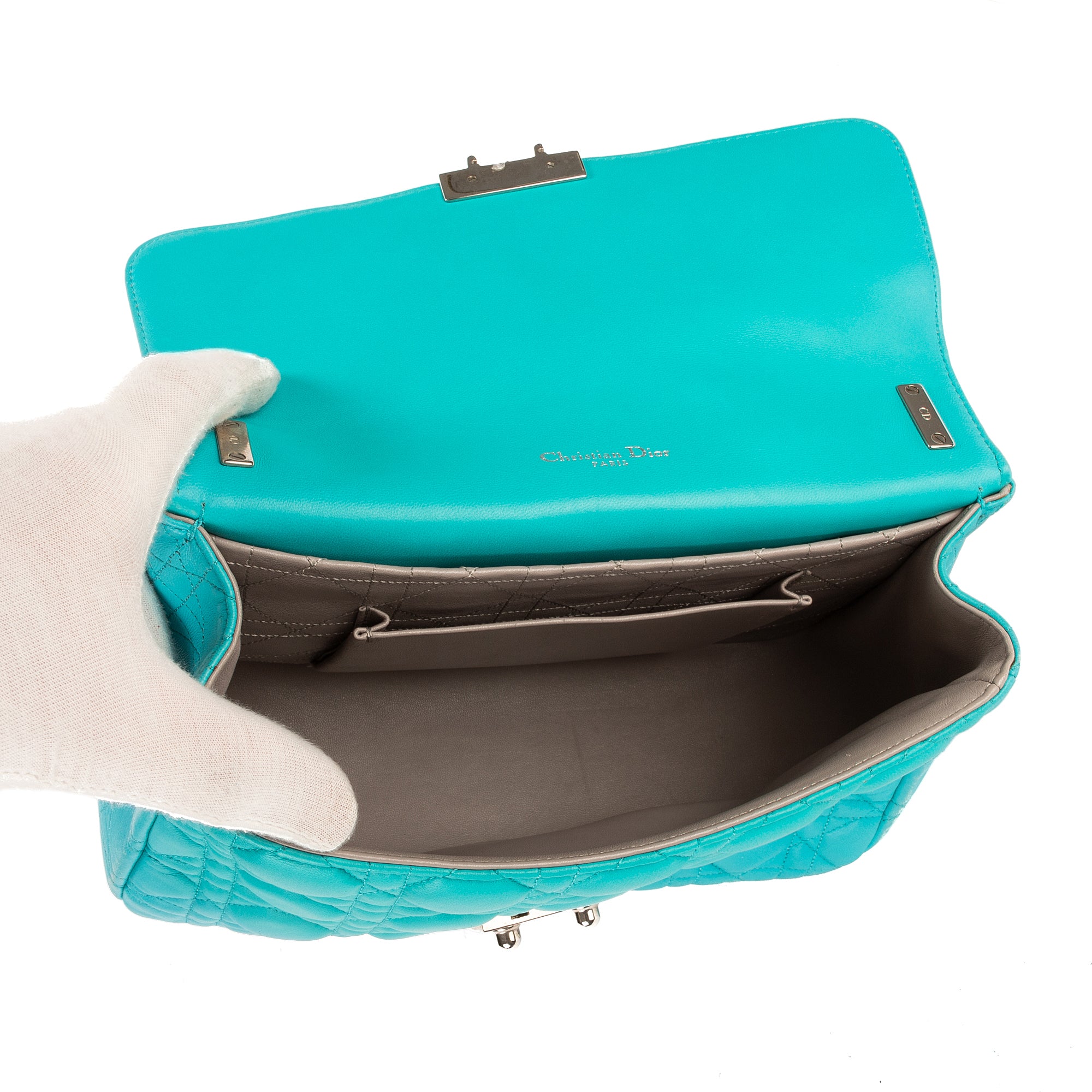 Bolso al hombro Miss Dior Promenade mediano de piel cannage azul