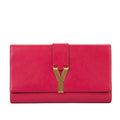 Bolso de mano clásico Y Line Clutch de piel lisa rosa