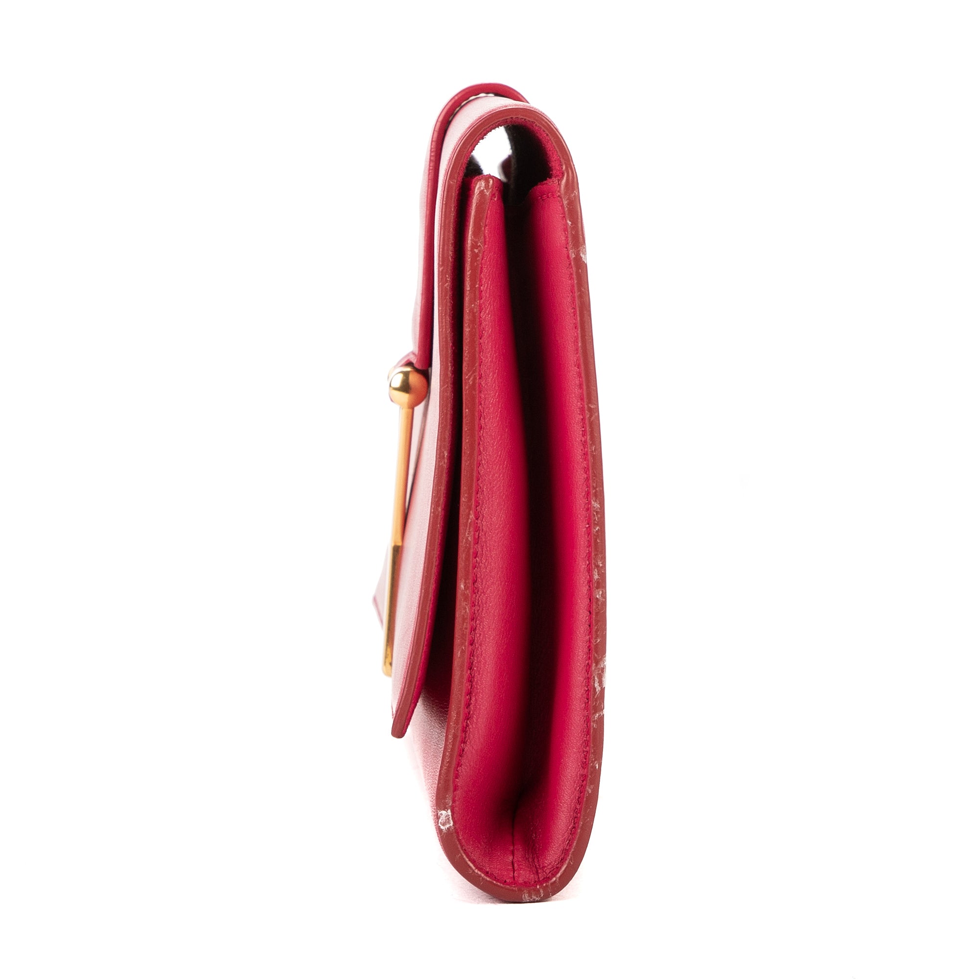 Handbag Classic Y Line Clutch Pink Smooth Leather