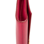 Bolso de mano clásico Y Line Clutch de piel lisa rosa