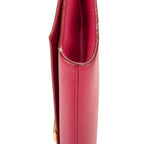 Bolso de mano clásico Y Line Clutch de piel lisa rosa