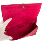 Bolso de mano clásico Y Line Clutch de piel lisa rosa