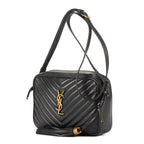 Bolso de hombro Lou Camera de piel de becerro gris oscuro acolchado con motivo chevron