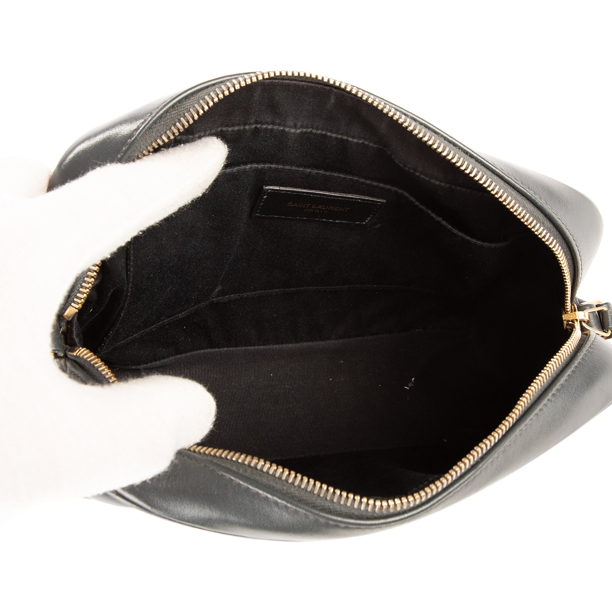 Bolso de hombro Lou Camera de piel de becerro gris oscuro acolchado con motivo chevron