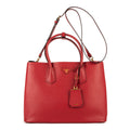 Shoulder Bag Vitello Daino Double Tote Red Saffiano Leather