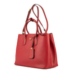 Shoulder Bag Vitello Daino Double Tote Red Saffiano Leather
